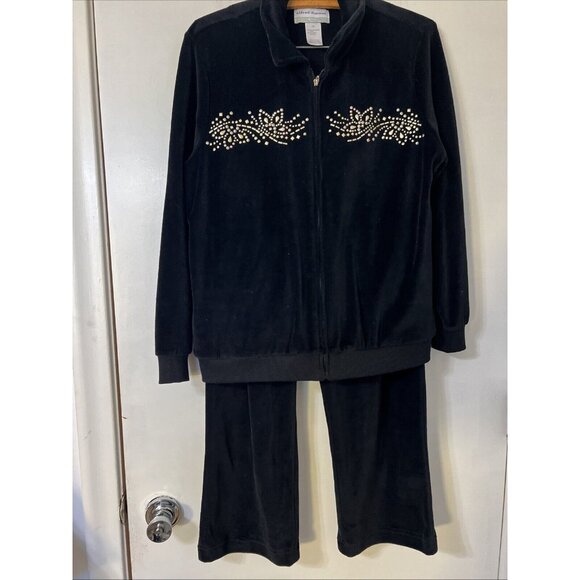 Alfred Dunner Bright Idea Embroidered Velour Jacket - Black - PS - Picture 1 of 14